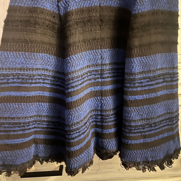 Rebecca Taylor Black &‎ Blue Tweed Striped Fringe Fit & Flare Cocktail Dress - Picture 6 of 10